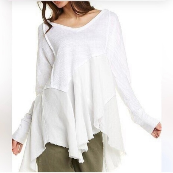 We The Free Tops - We The Free White Long Sleeve Asymmetrical Tunic